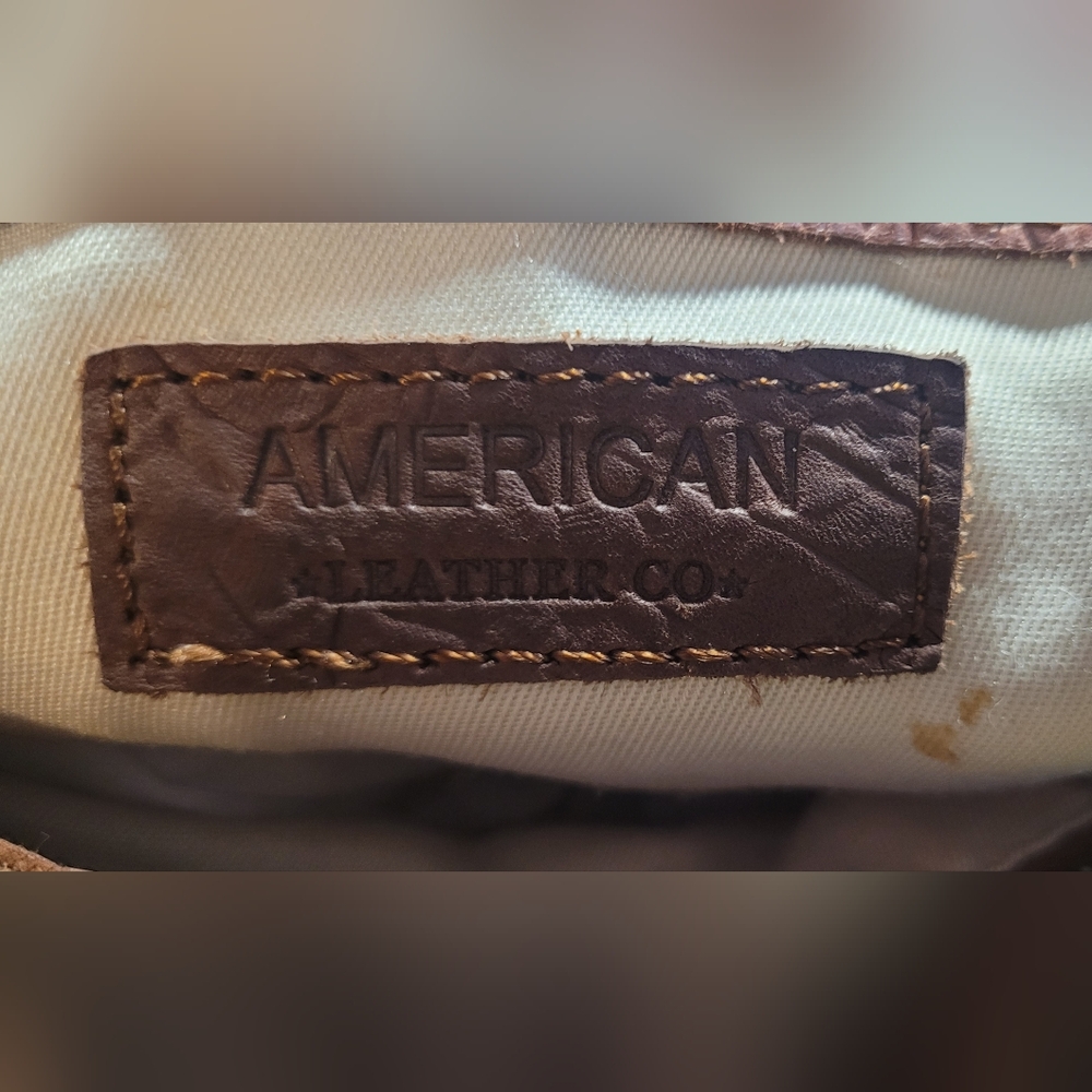 American Leather Brown Leather Embossed Women's Backpack - Picture 6 of 6